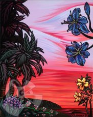 画像1: ハワイの絵画 Blue Orchid （11" x 14"） by Shannon O'Connell (1)