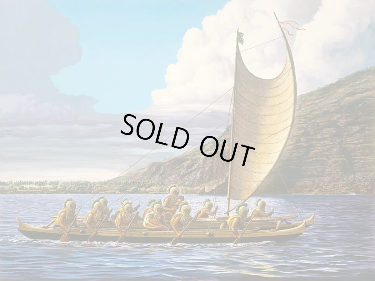 画像2: ジクレー版画 Masked Paddlers at Kealakekua Bay (マスクド パドラーズ アット ケアラケクア ベイ) by Herb Kane (2)