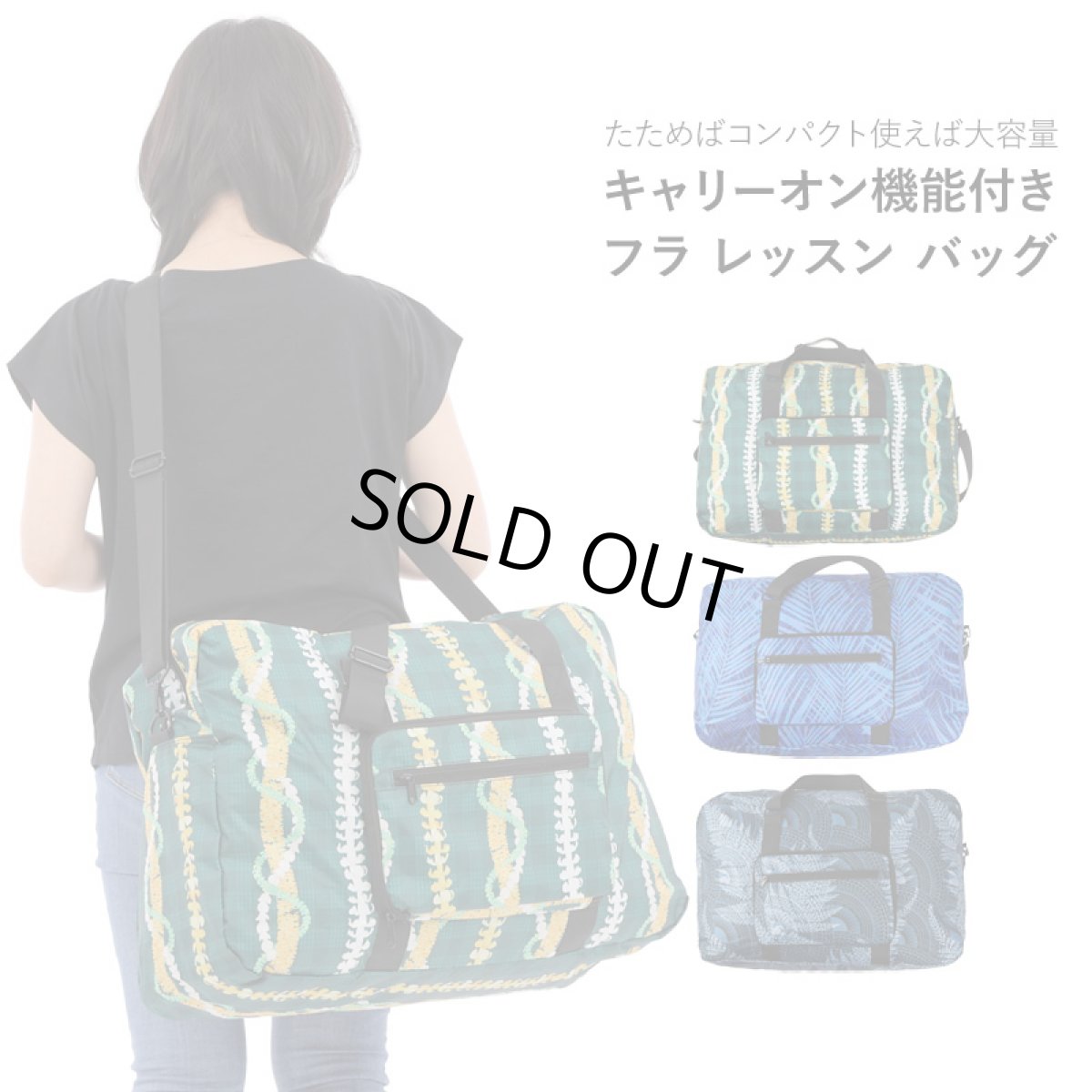 画像1: キャリーバッグに載せられる 折りたたみ フラ レッスン バッグ (1)