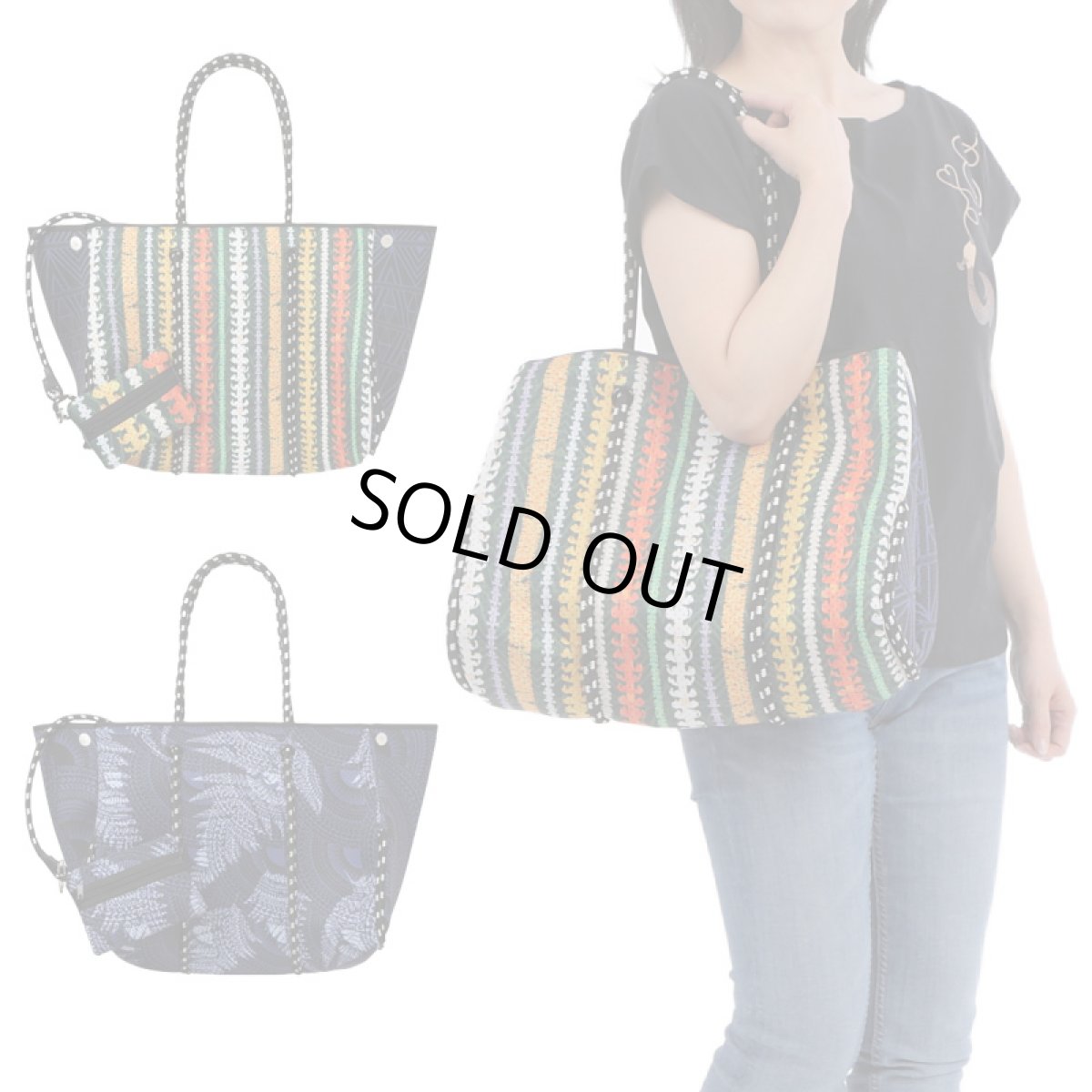 画像1: 衝撃に強い ビッグトートバッグ ハワイアン柄 ミニポーチ付き (1)