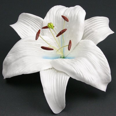 画像2: カサブランカ（ユリ）白色（中心水色）造花ウレタンフォームフラワー花材 アウトレットSale