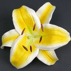 画像1: カサブランカ（ユリ）黄色（ふち白色）造花ウレタンフォームフラワー花材 アウトレットSale (1)