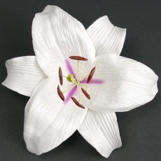 画像1: カサブランカ（ユリ）白色（中心紫色）造花ウレタンフォームフラワー花材 アウトレットSale (1)