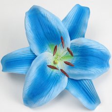 画像1: カサブランカ（ユリ）中心青色（ふち水色）造花ウレタンフォームフラワー花材 アウトレットSale (1)