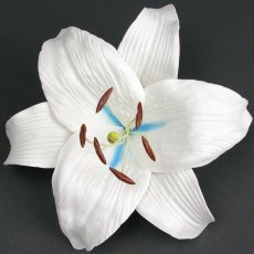 画像1: カサブランカ（ユリ）白色（中心青色）造花ウレタンフォームフラワー花材 アウトレットSale (1)