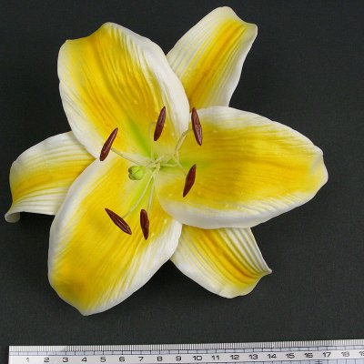 画像1: カサブランカ（ユリ）黄色（ふち白色）造花ウレタンフォームフラワー花材 アウトレットSale