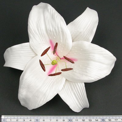 画像1: カサブランカ（ユリ）白色（中心ピンク色）造花ウレタンフォームフラワー花材 アウトレットSale