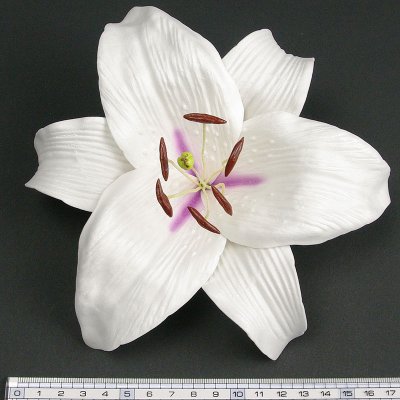 画像1: カサブランカ（ユリ）白色（中心紫色）造花ウレタンフォームフラワー花材 アウトレットSale