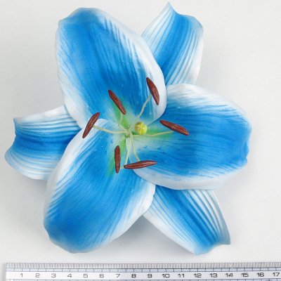 画像1: カサブランカ（ユリ）中心青色造花ウレタンフォームフラワー花材 アウトレットSale