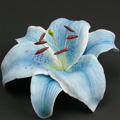 画像2: カサブランカ（ユリ）水色造花ウレタンフォームフラワー花材 アウトレットSale