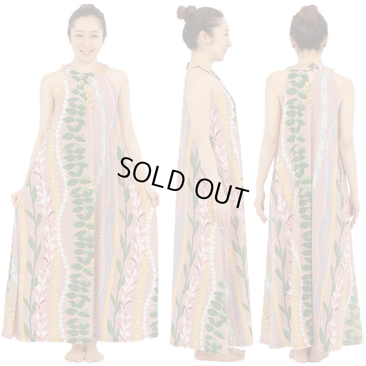 画像6: フラダンス ワンピース リゾート フラドレス ステージ衣装 ラウンドネック ロングドレス ポケット付き  フリーサイズ 2025新柄 (6)