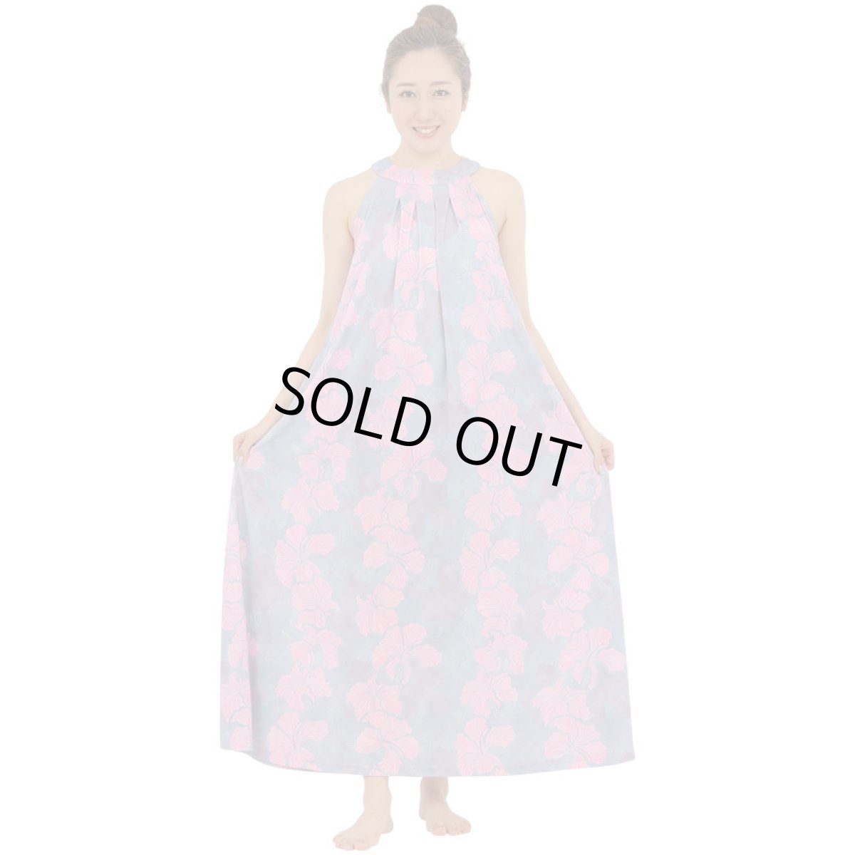 画像7: フラダンス 舞台衣装 ラウンドネック ロングドレス ポケット付き  アロアロ柄 (7)