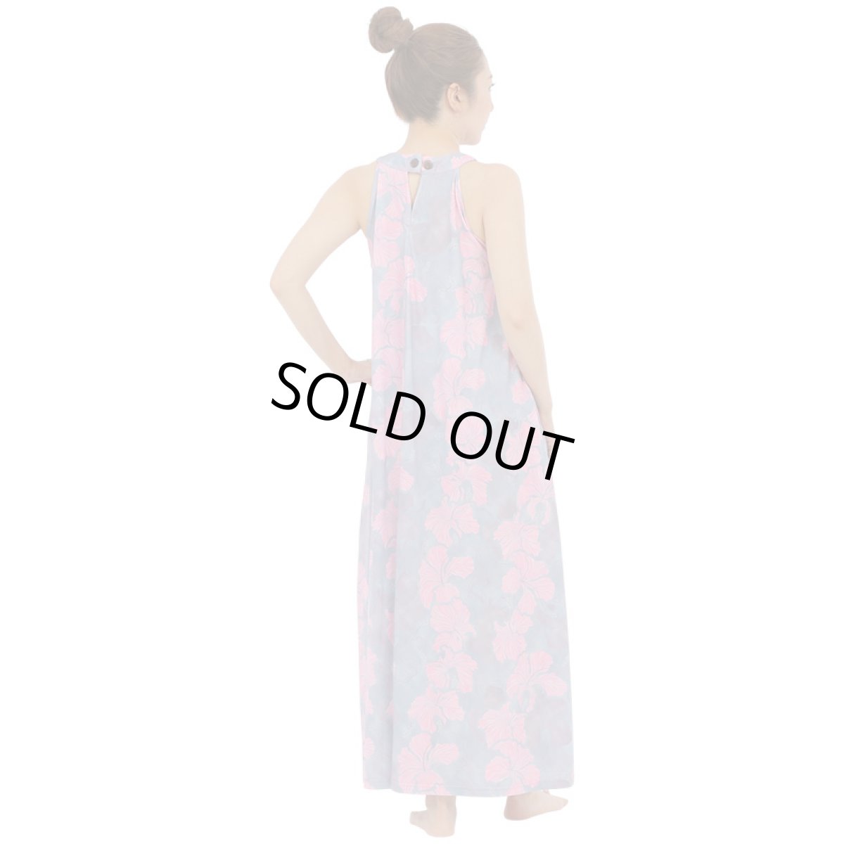 画像8: フラダンス 舞台衣装 ラウンドネック ロングドレス ポケット付き  アロアロ柄 (8)