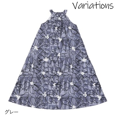 画像2: ナウパカプリント柄生地 フラダンス 舞台衣装 ラウンドネック ロングドレス ポケット付き Naupaka柄