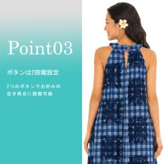 画像4: パラカチェックとキルト模様プリント柄生地 フラダンス 舞台衣装 ラウンドネック ロングドレス ポケット付き  Pua ulu o Palaka柄 送料無料 (4)