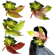 画像1: 受注生産品 フラダンス衣装 アンスリウム ヘアクリップ (1)