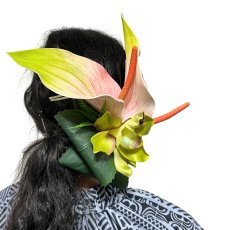 画像5: 受注生産品 フラダンス衣装 アンスリウム ヘアクリップ (5)