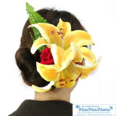画像2: カサブランカ ウレタン ヘアクリップ 黄色 フラダンス 舞台衣装 髪飾り (2)