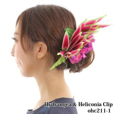 画像4: フラ ダンス用 髪飾り 紫陽花（あじさい）＆ヘリコニア ヘアクリップ (4)