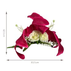 画像3: カサブランカ ヘアクリップ 赤ピンク シルクフラワー素材 (3)