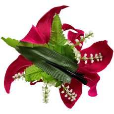 画像5: カサブランカ ヘアクリップ 赤ピンク シルクフラワー素材 (5)