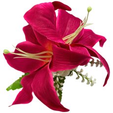 画像6: カサブランカ ヘアクリップ 赤ピンク シルクフラワー素材 (6)