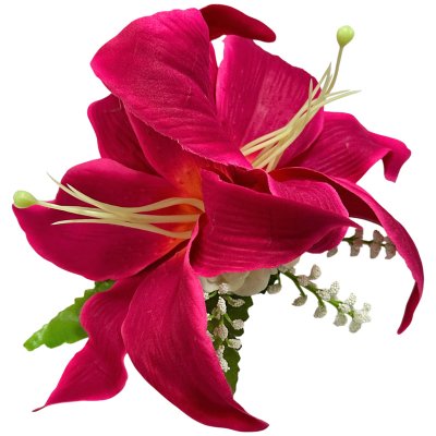 画像3: カサブランカ ヘアクリップ 赤ピンク シルクフラワー素材