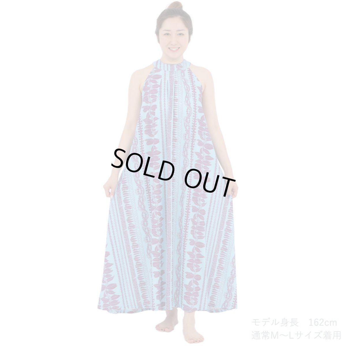 画像4: フラダンス ワンピース リゾート フラドレス ステージ衣装 ラウンドネック ロングドレス ポケットなし  フリーサイズ (4)