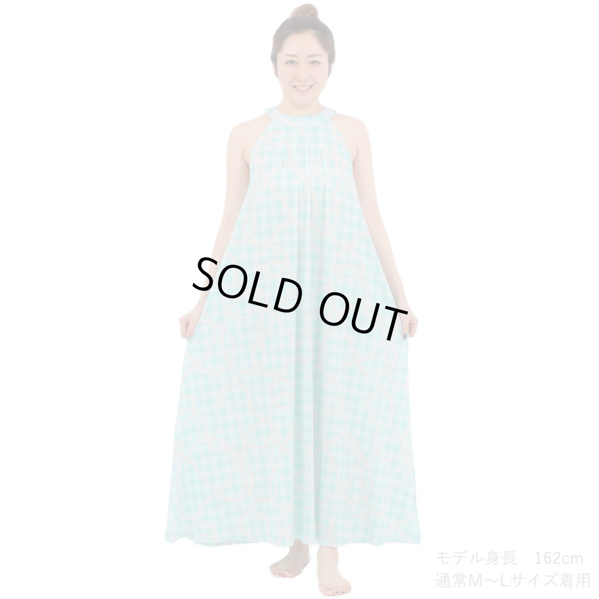 画像6: フラダンス ワンピース リゾート フラドレス ステージ衣装 ラウンドネック ロングドレス ポケット付き  フリーサイズ (6)