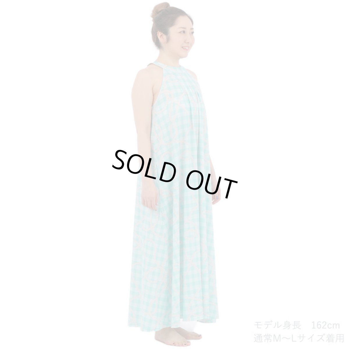 画像7: フラダンス ワンピース リゾート フラドレス ステージ衣装 ラウンドネック ロングドレス ポケット付き  フリーサイズ (7)