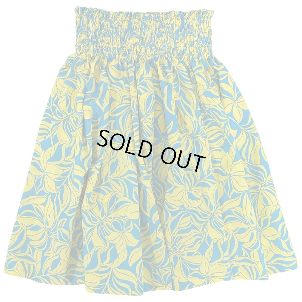 画像1: フラダンス レッスン シングル パウスカート 4ヤード 4本ゴム 丈72cm プルメリア柄 ターコイズ イエロー (1)