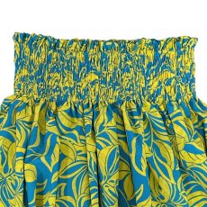 画像3: フラダンス レッスン シングル パウスカート 4ヤード 4本ゴム 丈72cm プルメリア柄 ターコイズ イエロー (3)