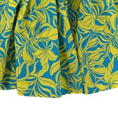 画像4: フラダンス レッスン シングル パウスカート 4ヤード 4本ゴム 丈72cm プルメリア柄 ターコイズ イエロー (4)