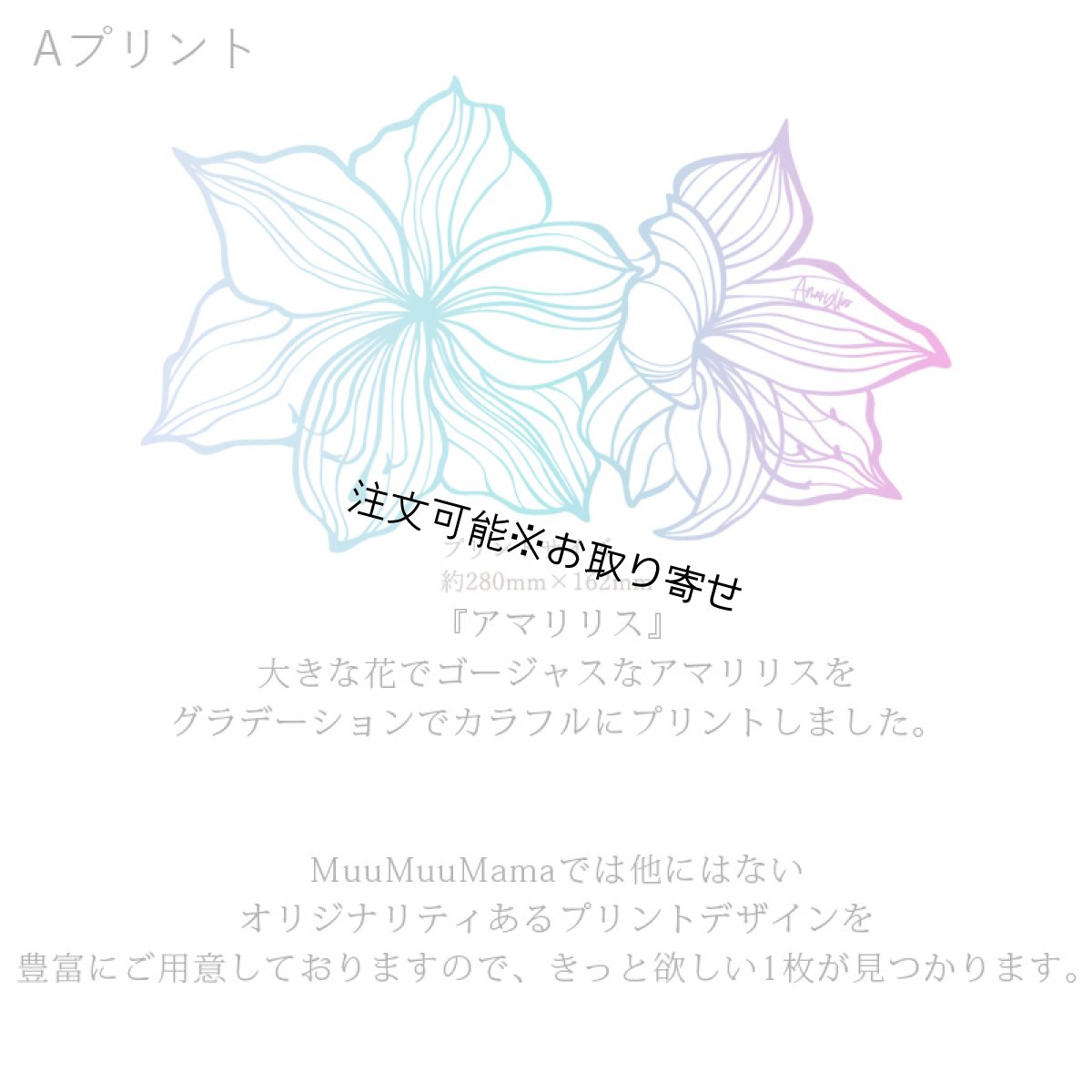 画像6: 受注生産品 好きなプリントを好きなTシャツに! プリントカスタム プリントデザイン アマリリス2プリント柄 (6)