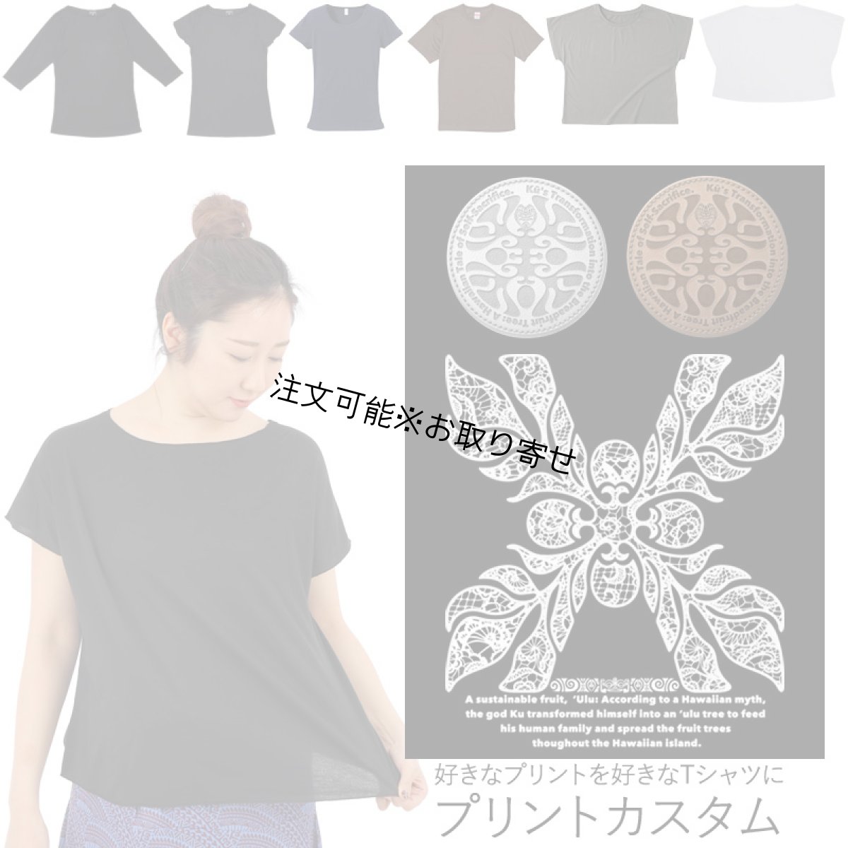 画像1: 受注生産品 好きなプリントを好きなTシャツに！ プリントカスタム プリントデザイン レースウルキルト柄 (1)