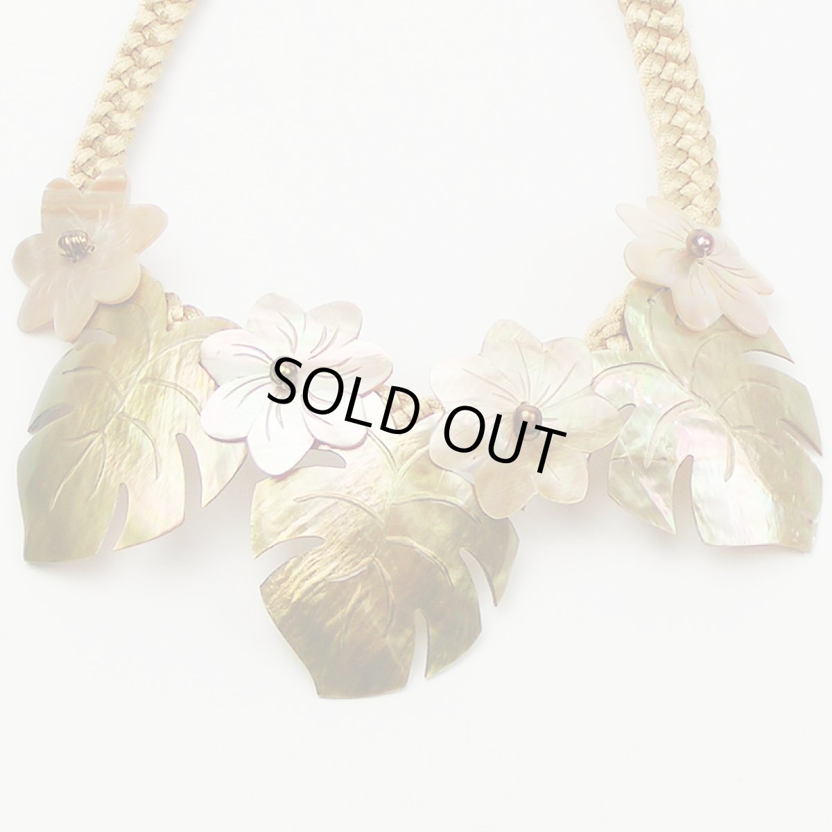 画像1: シェル・チョーカー【3モンステラ＆4ティアレ/ゴールド】 (1)