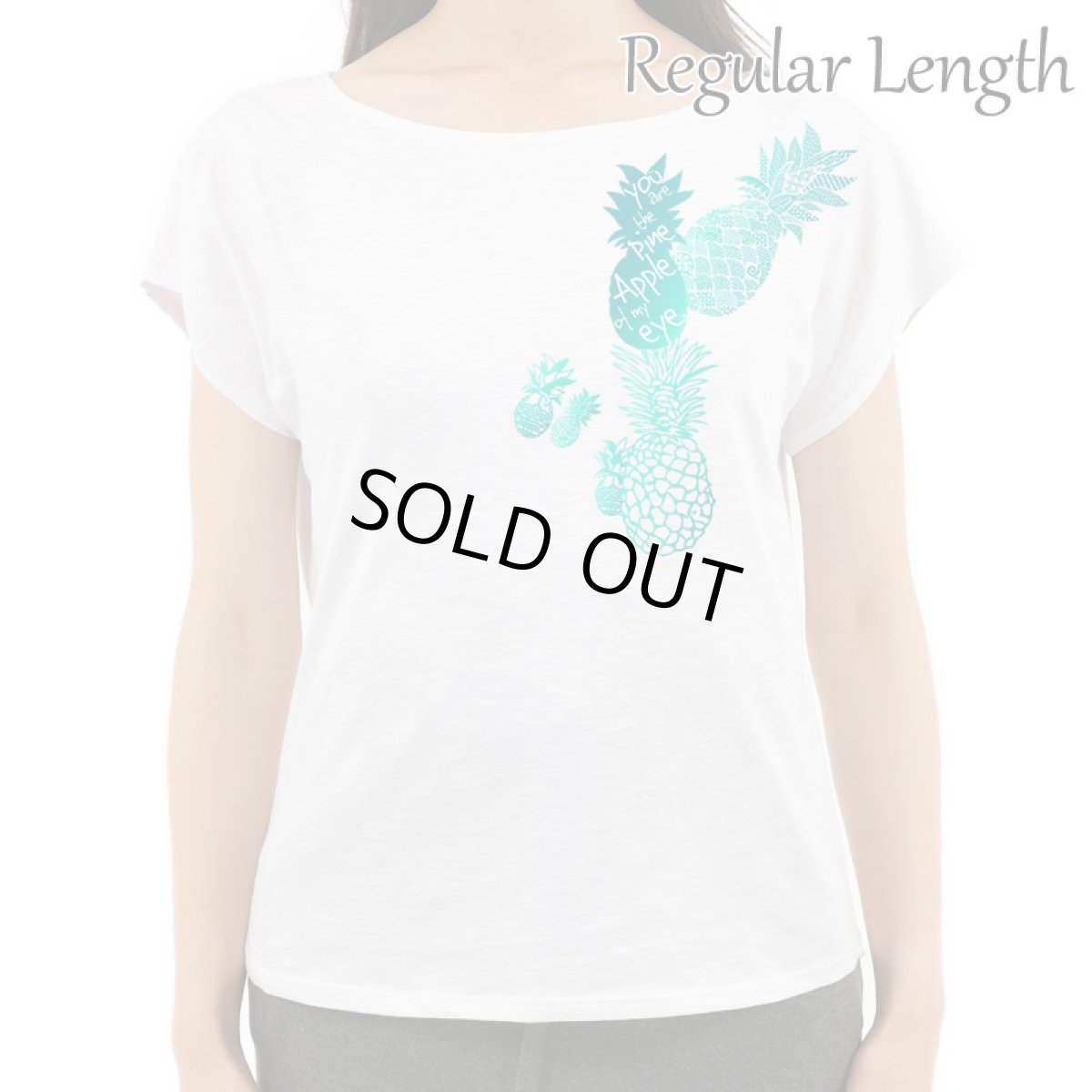 画像9: 2種類の着丈から選べる スラブ コットン Tシャツ パイナップル柄 エメラルドプリント (9)