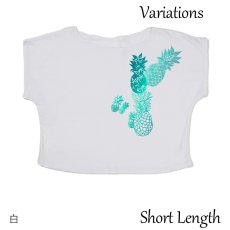 画像10: 2種類の着丈から選べる スラブ コットン Tシャツ パイナップル柄 エメラルドプリント (10)