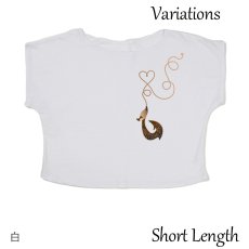 画像10: 2種類の着丈から選べる スラブ コットン Tシャツ フィッシュフック・ハート柄 (10)