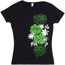 画像3: 6.2oz速乾フライスTシャツ≪タヒチアンモンステラ/黒×緑&白≫≪ネコポス対応可≫ (3)