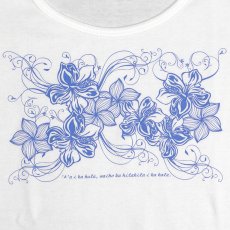 画像5: ハイビスカス＆プルメリア柄 6.2oz フライス 半袖 Ｔシャツ 白地 青 プリント  (5)
