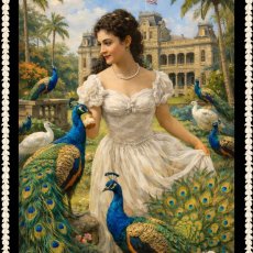 画像10: プリンセスカイウラニ王女柄プリント 6.2oz フライス 半袖 Ｔシャツ 白地 黒地 ピカケ＆マイレ柄 ネコポス送料無料 (10)