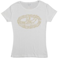 画像1: ホワイトジンジャーレイ柄 6.2oz フライス 半袖 Ｔシャツ 白地 ベージュ プリント  (1)