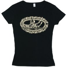 画像1: ホワイトジンジャーレイ 6.2oz フライス 半袖 Ｔシャツ 黒地 ベージュ プリント 女性らしいライン 程よいフィット感 ネコポス送料無料 (1)