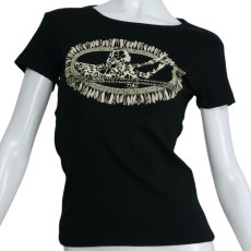 画像2: ホワイトジンジャーレイ 6.2oz フライス 半袖 Ｔシャツ 黒地 ベージュ プリント 女性らしいライン 程よいフィット感 ネコポス送料無料 (2)