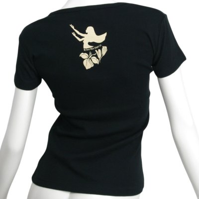 画像2: ホワイトジンジャーレイ 6.2oz フライス 半袖 Ｔシャツ 黒地 ベージュ プリント 女性らしいライン 程よいフィット感 ネコポス送料無料