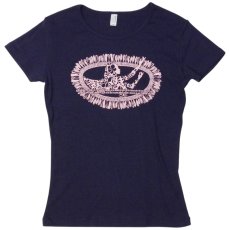 画像1: ホワイトジンジャーレイ柄 6.2oz フライス 半袖 Ｔシャツ 紺地 ピンク プリント ネコポス送料無料 (1)