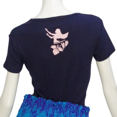 画像3: ホワイトジンジャーレイ柄 6.2oz フライス 半袖 Ｔシャツ 紺地 ピンク プリント ネコポス送料無料