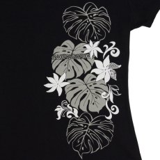 画像6: タヒチアンモンステラ柄 6.2oz フライス 半袖 Ｔシャツ 黒地 グレー 白 プリント ネコポス送料無料 (6)