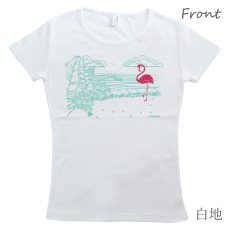 画像11: Hulamingo柄 6.2oz フライス 半袖 Ｔシャツ 白地 黒地 紺地 フラミンゴ柄 ネコポス送料無料 (11)